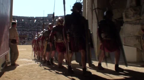 Gladiators' exit of arena Stock Footage 50924020
