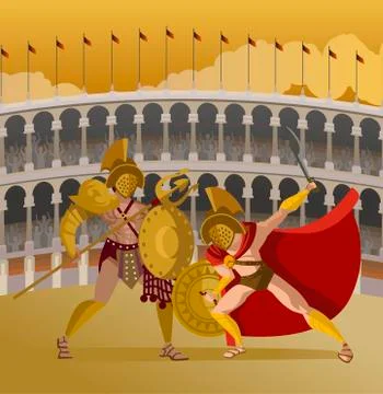 Gladiators fight clash Stock Illustration