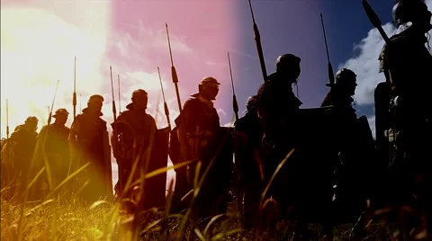 Gladiators troop going to war. shot in slow motion on Red Epic. Stock Footage 42197257