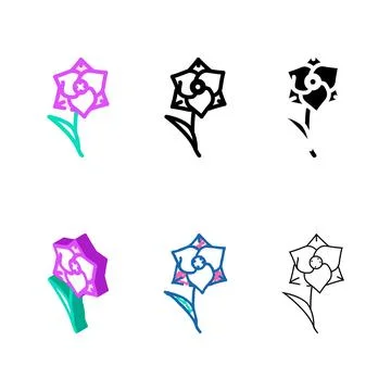 Gladiolus flower color icon forms vector Stock Illustration