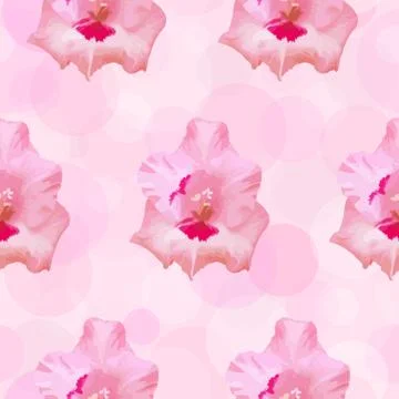 Gladiolus flower vector seamless pattern. Stock Illustration