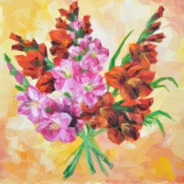 Gladiolus Flowers Painting. Vector Illustrazione stock