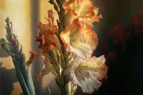 Gladiolus with sunlight shining through Stock Illustration
