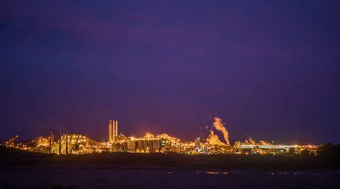 Gladstone Refinery Timelapse at Night Video stock 63022042