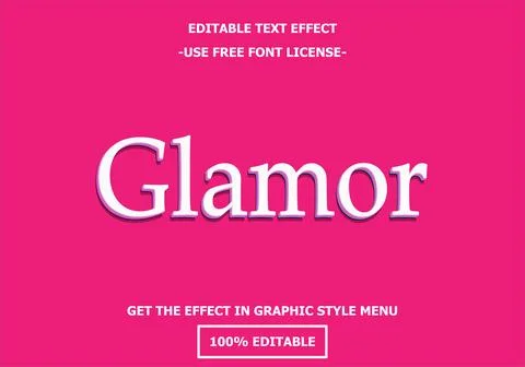 Glamor 3D editable text effect template. Style premium free font license vect Illustrazione stock