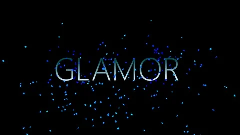 Glamor word effect with luminous particles on a black background Stock Footage 120093392