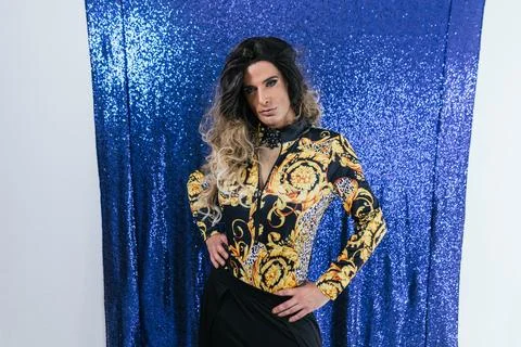 Glamorous drag queen posing with confidence Stock Photos