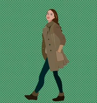 Glamorous lady in coat Stock Illustration
