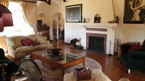 Glamorous Parlor with Fireplace Stock Footage 40811396