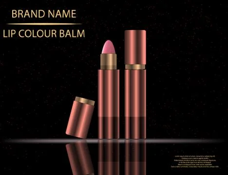 Glamorous Set of tubes with lip colour balm on the  sparkling ef Stock Illustration