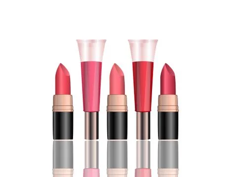 Glamorous Set of tubes with lip gloss and lipstick on the sparkling effects.. Stock Illustration