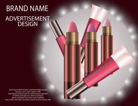 Glamorous Set of tubes with lip gloss and lip balm on the sparkling effects.. Stock Illustration
