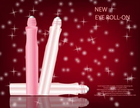 Glamorous Set of tubes with lip gloss and eye roll-on on the  sp Stock Illustration