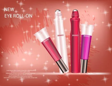 Glamorous Set of tubes with lip gloss and eye roll-on on the  sp Stock Illustration
