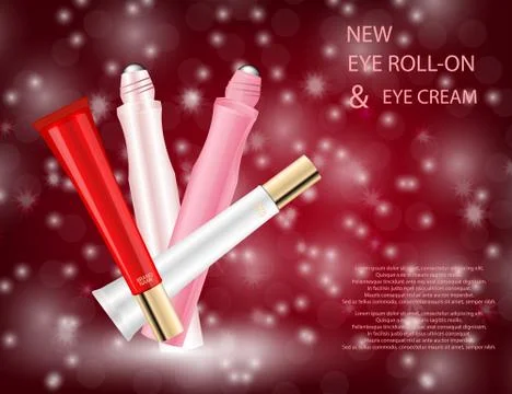 Glamorous Set of tubes with lip gloss and eye roll-on on the  sp Stock Illustration