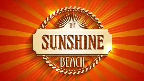 Glamorous vacation destination publicity with script the sun shore written over Stock Footage 129919104