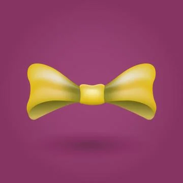 Glamorous vector 3d bow tie. Yellow on violet background Stock-Illustration
