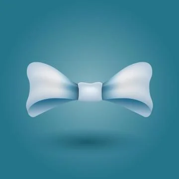 Glamorous vector 3d bow tie. Light blue on blue background Stock Illustration