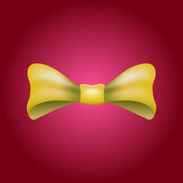 Glamorous vector 3d bow tie.  Yellow on red background Illustrazione stock