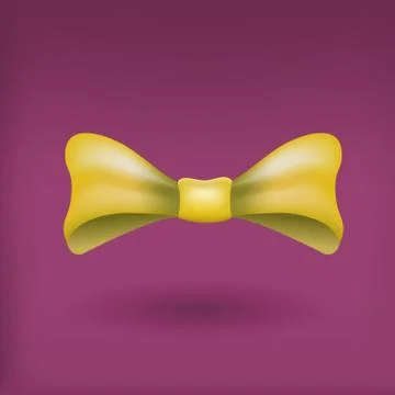 Glamorous vector 3d bow tie.  Yellow on violet background Stock Illustration