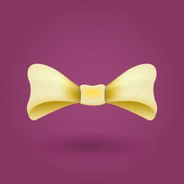 Glamorous vector 3d bow tie.  Yellow on violet background Stock Illustration