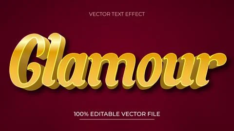 Glamour 3d editable text effect Template with Luxury Gold theme Stock Illustration