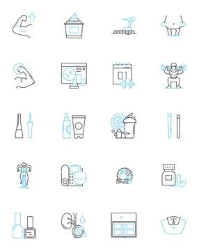 Glamour linear icons set. Elegance, Sophistication, Opulence, Luxury, Sparkle Ilustración de archivo