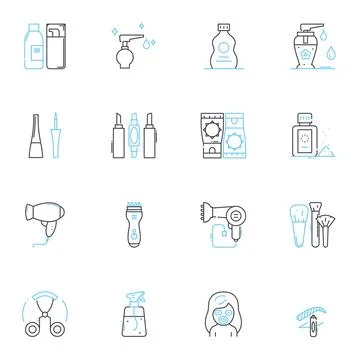 Glamour linear icons set. Elegance, Sophistication, Opulence, Sparkle, Radiance Ilustración de archivo