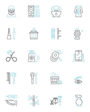 Glamour linear icons set. Elegance, Sophistication, Opulence, Sparkle, Radiance Ilustración de archivo