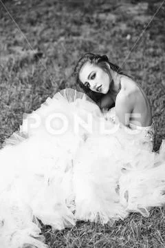 Glamour woman on green grass Stock Photos