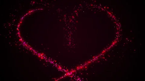 Glamouring red heart particles background loop animation Stock Footage 314206030