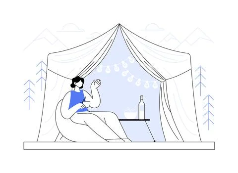 Glamping isolated cartoon vector illustrations. Ilustración de archivo