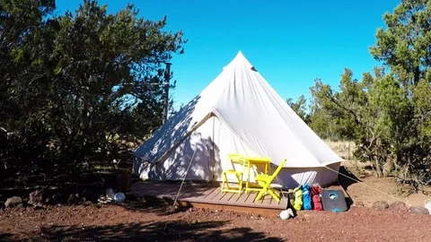 Glamping Tent Close Up View Stock Footage 121637602