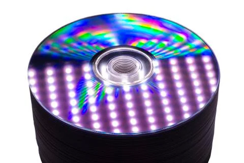 Glare and reflections on a stack of DVDs Stock Photos