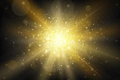 Glare big explosion realistic effect isolated on black background. Luxury Stock Illustration
