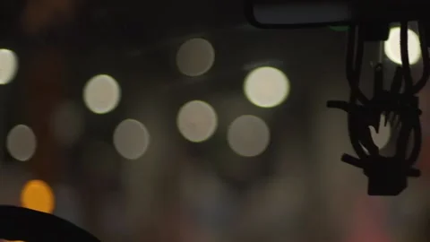 Glare from the car windshield at night Stock Footage 171635377