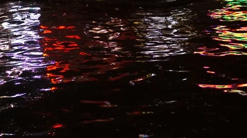 Glare on the surface of the water. Boke of different colors, reflection of li Stock Footage 88237595