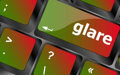 Glare word on keyboard key, notebook computer button Stock Illustration