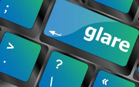 Glare word on keyboard key, notebook computer button Stock Illustration