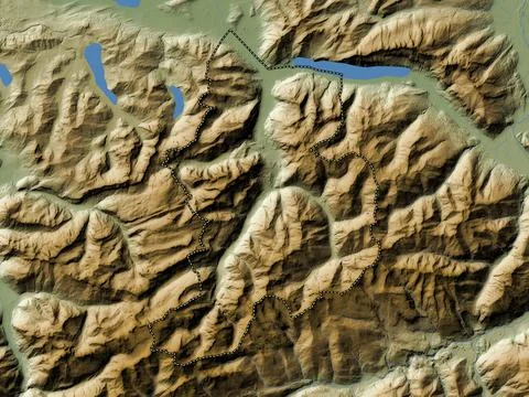 Glarus, Switzerland. Colored elevation map with lakes and rivers 스톡 일러스트