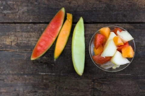 Glas of melon salad Fotos Stock