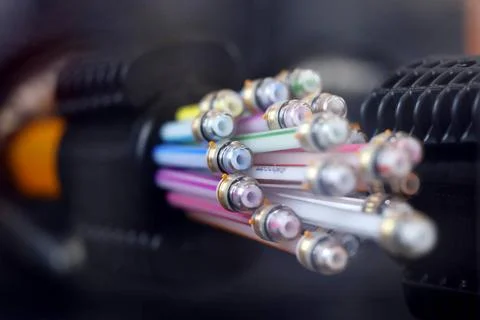  Glasfaser-Kabel an einem Stand auf der Messe ANGA COM - Kongressmesse für.. Фото