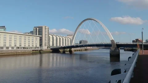 Glasgow Arc bridge over the River Clyde Stock Footage 171132385