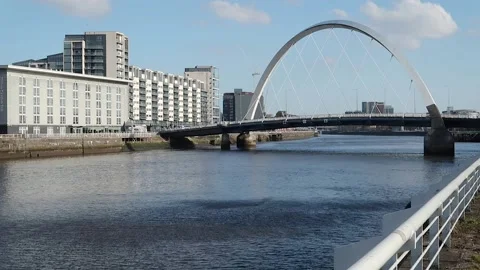 Glasgow Arc bridge over the River Clyde Stock Footage 171132402