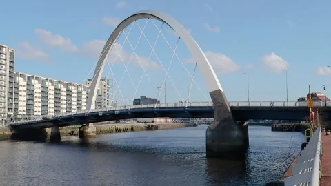 Glasgow Arc bridge over the River Clyde Stock Footage 171132432