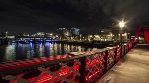 Glasgow Bridge at Night with Water Video stock 62901558