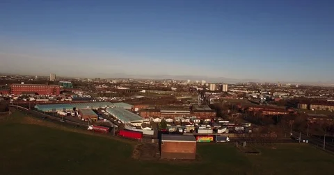 Glasgow City Elevated Shot Stock Footage 76395031