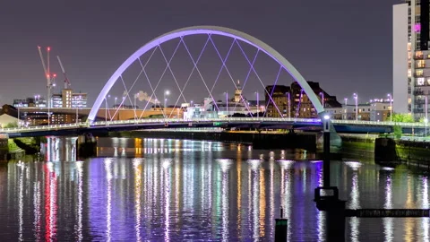 Glasgow Clyde Arc Bridge Hyperlapse Timelapse Stock Footage
