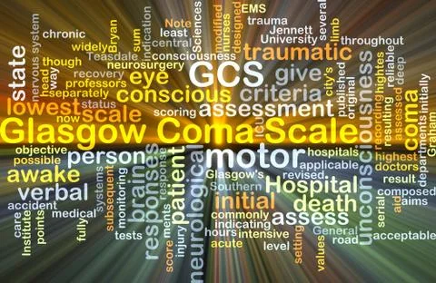Glasgow Coma Scale GCS background concept glowing Stock Illustration