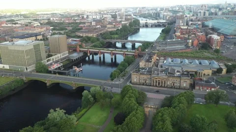 Glasgow Green Riverclyde Pull up Stock Footage 164020943